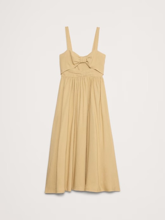NEW! BANANA REPUBLIC HONEY MUSTARD YELLOW STRETCH-COTTON POPLIN MAXI DRESS